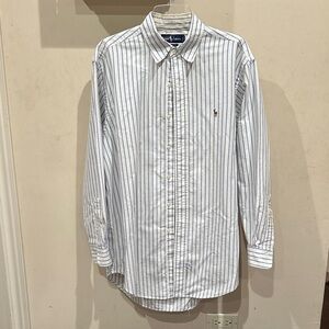 Ralph Lauren Men's Blue Striped Button Down Shirt